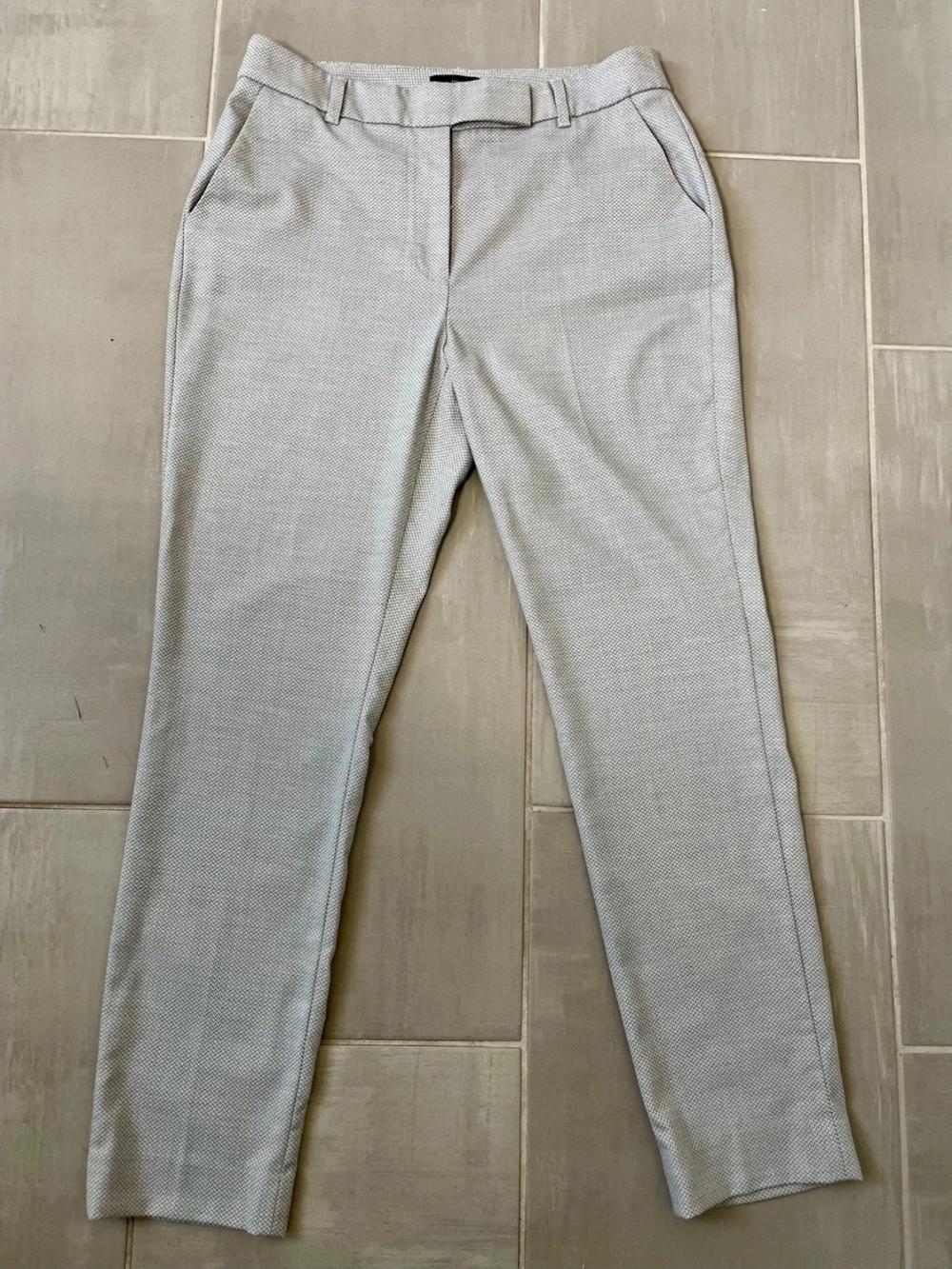 White House Black Market Women's Light Gray Textured Trousers